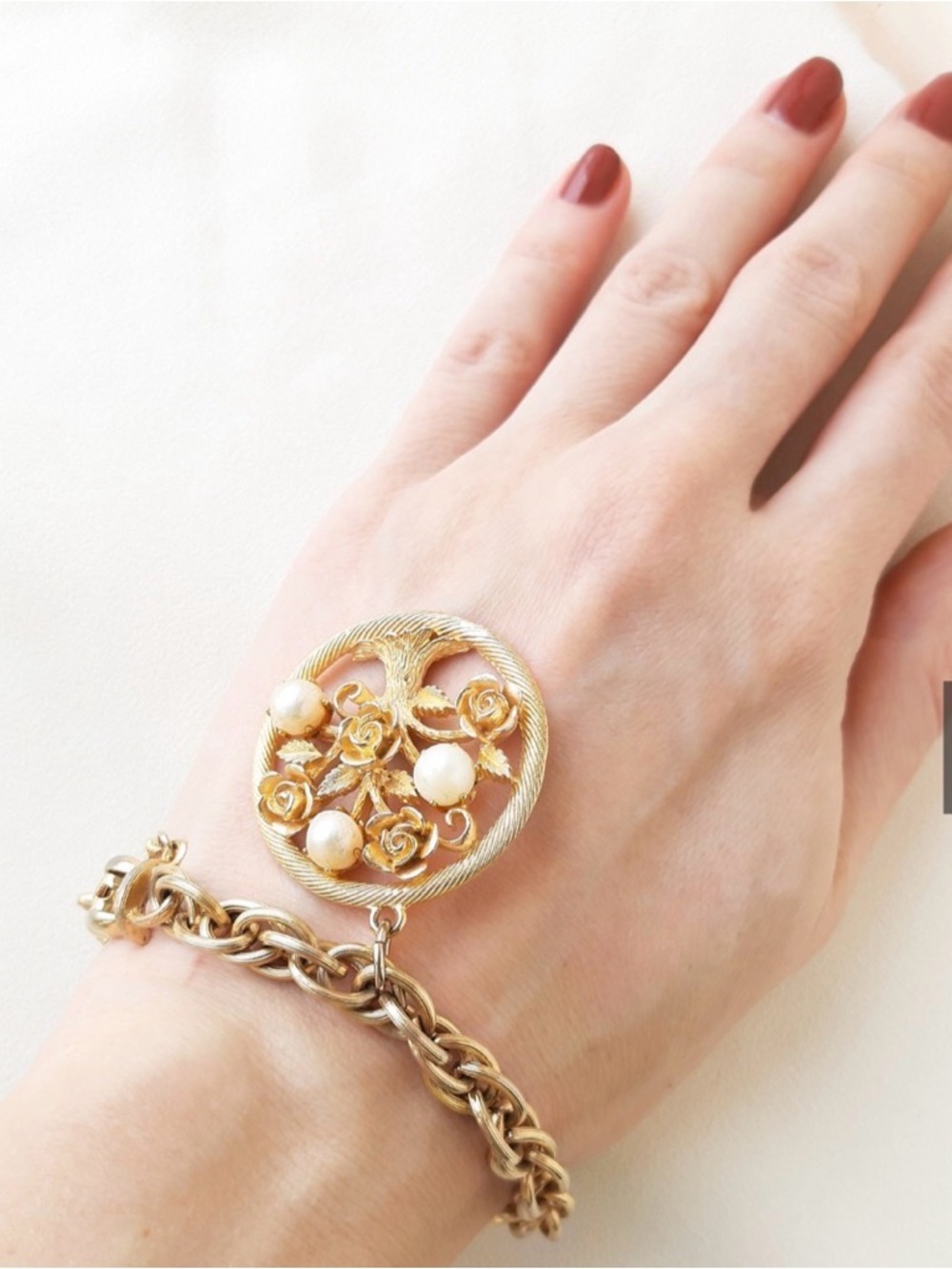 Vintage Tree of Life Charm Bracelet‎ By Lisner Gold Tone